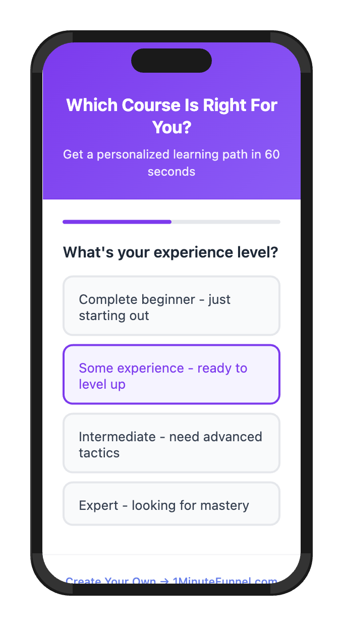 Lead quiz for Course Creators