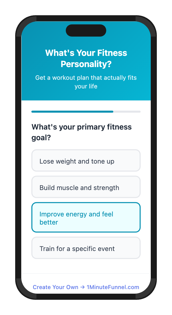 Lead quiz for Health & Wellness